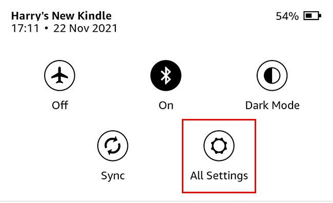 tap all settings to get to the settings menu
