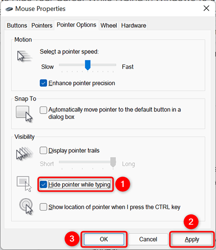 Enable "Hide Pointer While Typing"