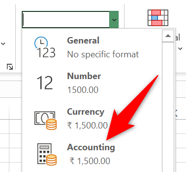 Select "Accounting" from the drop-down menu.