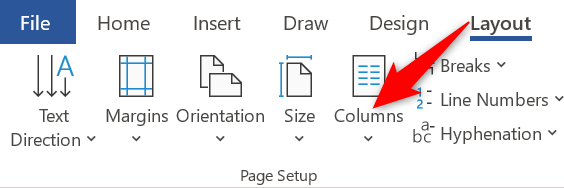 Click "Columns" in the "Layout" tab.