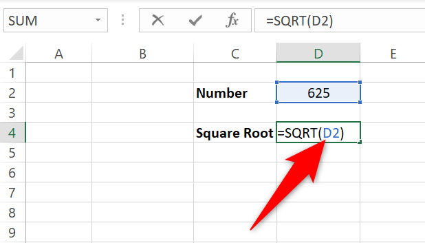 Type the square root function and press Enter.