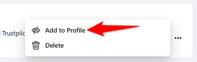 Click the three dots next to a post and choose "Add to Profile" from the menu.
