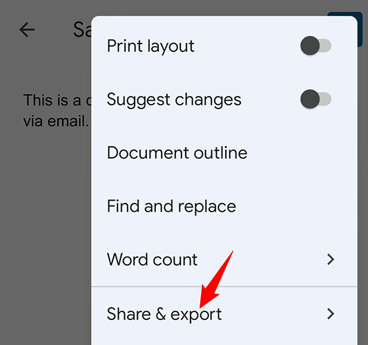 Select "Share & Export" from the menu.