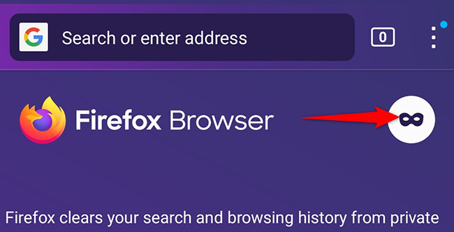 Tap the mask icon in Firefox.