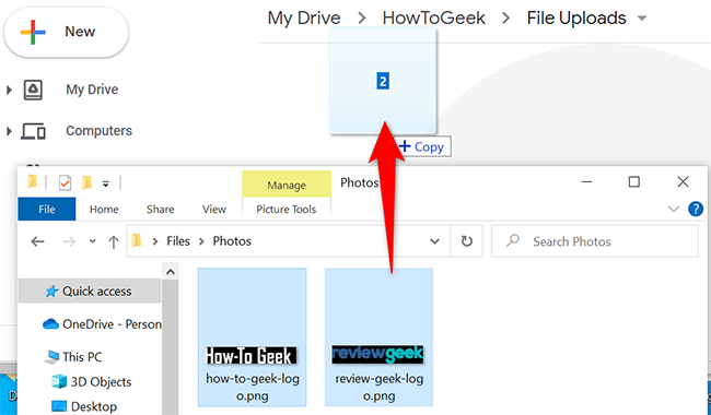 Upload files to Google Drive with drag and drop.
