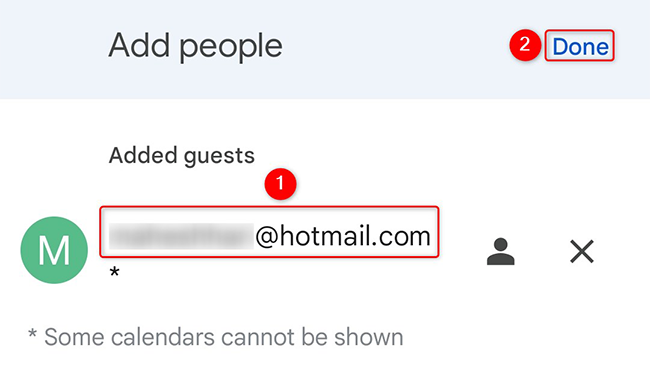 Enter guest email address and tap "Done."
