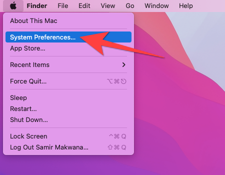 Click the Apple menu in top-left corner, and select "System Preferences" on Mac.