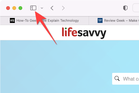 Click the "Show Sidebar" icon to open the Sidebar in Safari.
