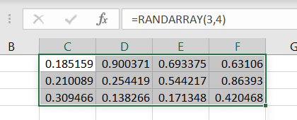 RANDARRAY with rows and columns