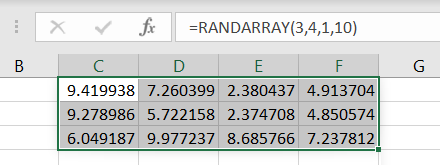 RANDARRAY with minimum and maximum values