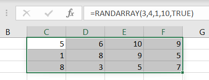 RANDARRAY with whole numbers