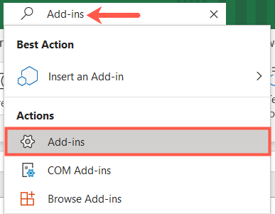 Search for Add-ins in Excel