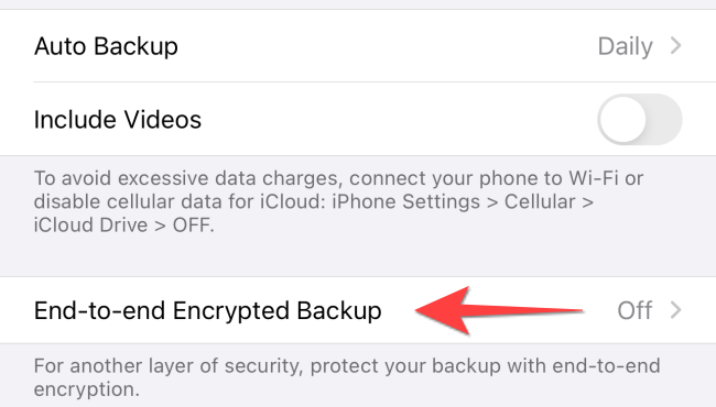 Select "End-to-End Encrypted Backup."