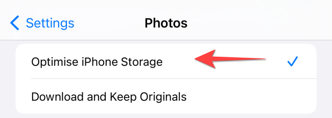 Select "Optimize iPhone Storage."