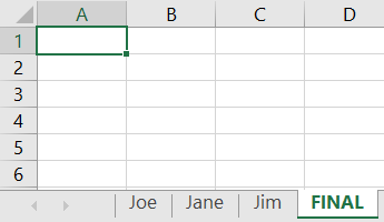 Select a cell for the combined data