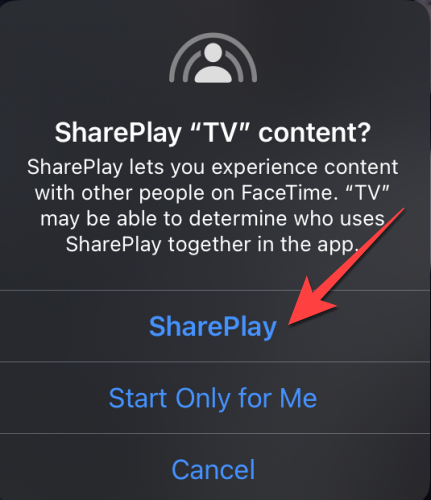 SharePlay Starting Prompt.