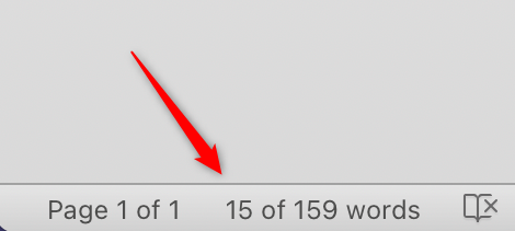 Specific word count in status bar.