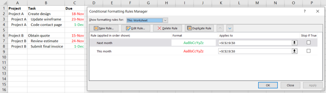 Create more than one rule for the same set of cells