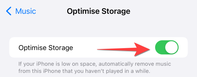 Toggle on the switch for "Optimize Storage."