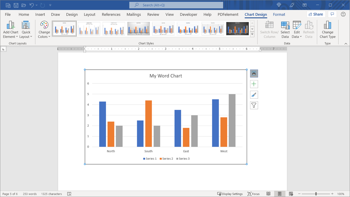 Chart in Microsoft Word