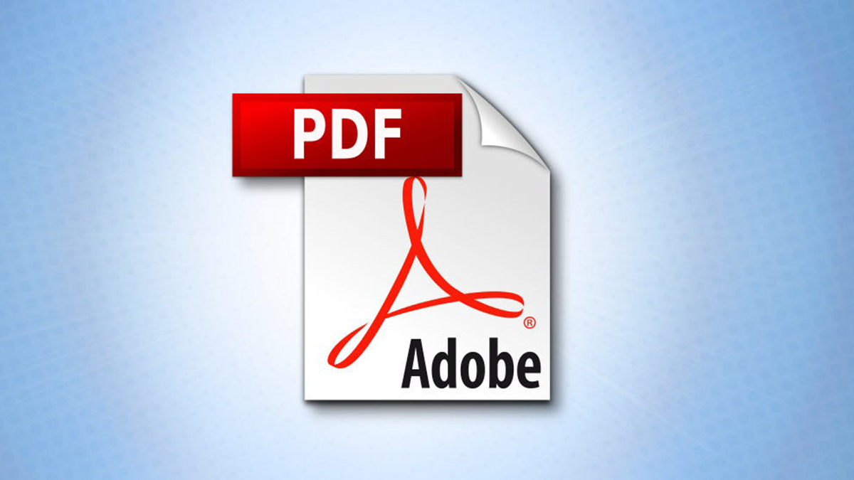 Adobe PDF logo on a gradient background.