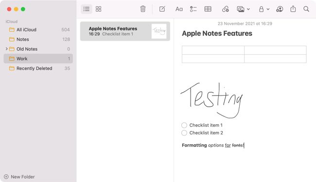Apple Notes for Mac