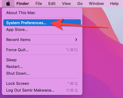 Select the Apple menu from the top-left corner, and choose "System Preferences."