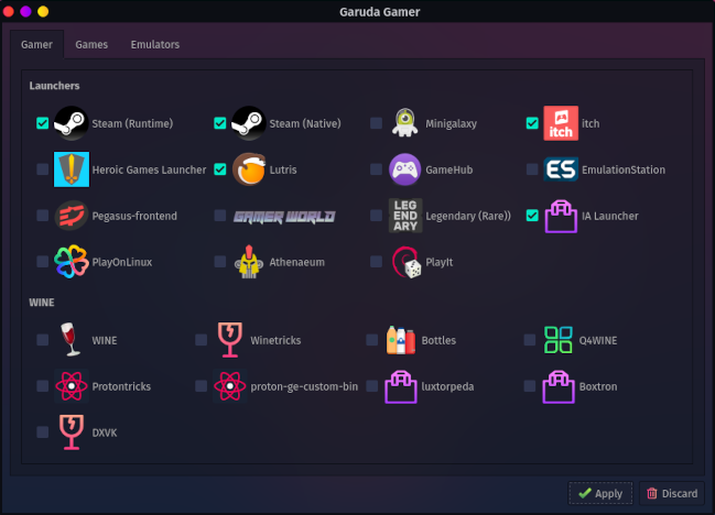 Garuda Gamer tool in Garuda Linux