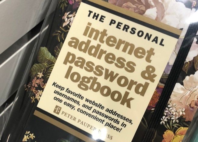 A book for your internet passwords and logins (don't buy this)