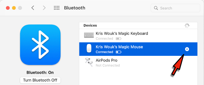 Disconnecting Magic Mouse from Mac