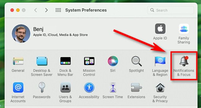 In Mac System Preferences, click "Notifications & Focus."