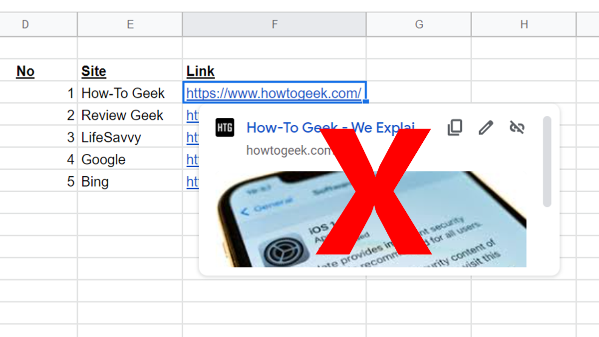 A large link preview in Google Sheets.