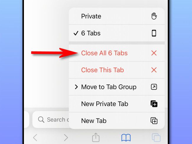 Tap "Close All Tabs."