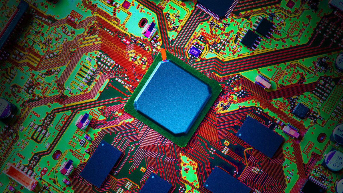 A photo of a computer microchip