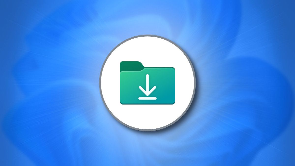 Windows 11 Downloads Folder icon on a blue background