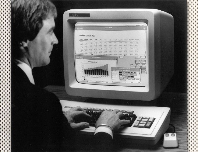 A man using a Xerox Star.