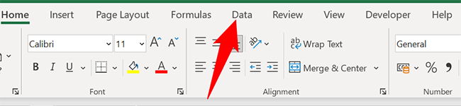 Click the "Data" tab in Excel.