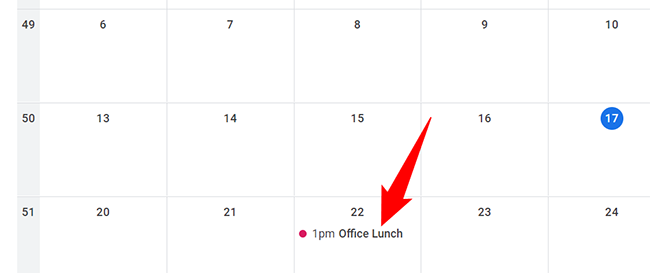 Select an event on Google Calendar.