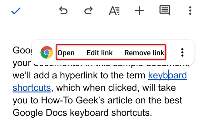 Modify the link in Google Docs.