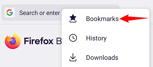 Select "Bookmarks" from the three dots menu.