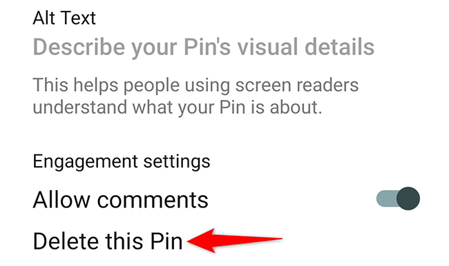 Tap "Delete This Pin."