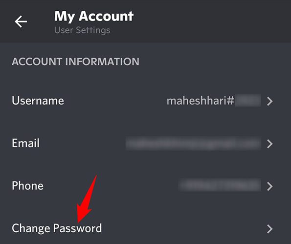 Choose "Change Password" on the "My Account" page.