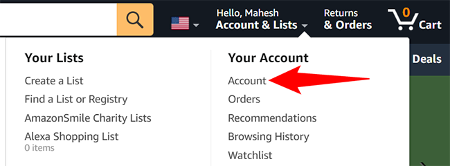 Click "Account" in the "Account"