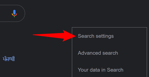 Click "Search Settings" in the "Settings" menu.