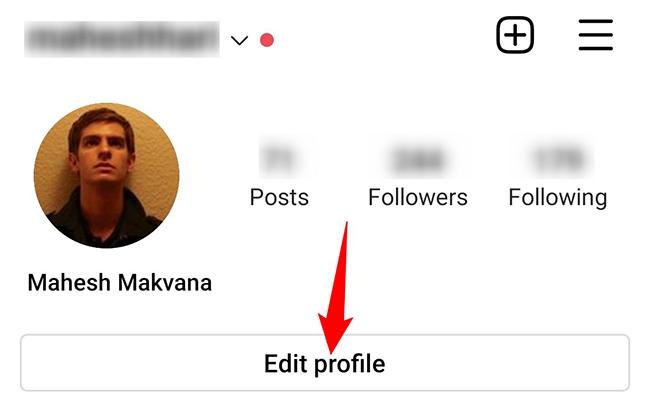 Select "Edit Profile" on the profile page.