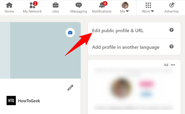 Select "Edit Public Profile & URL" from the right sidebar.