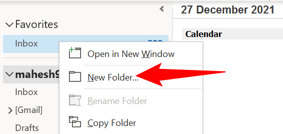 Right-click an item and select "New Folder."