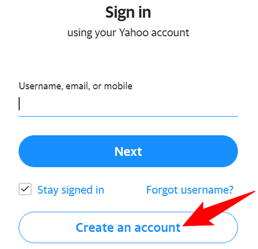 Select "Create an Account."