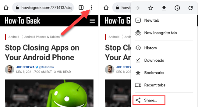 Go to the share option in the browser.