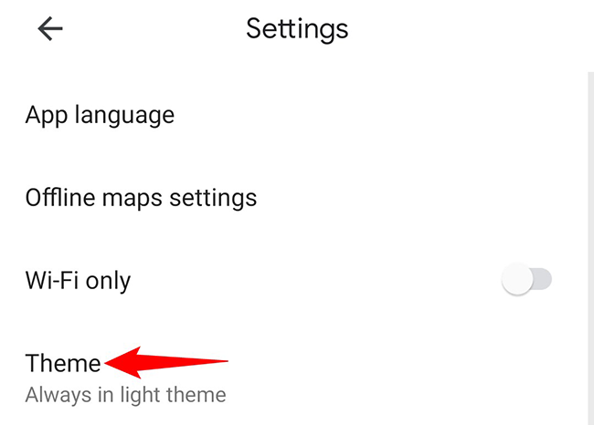 Tap "Theme" on the "Settings" page.